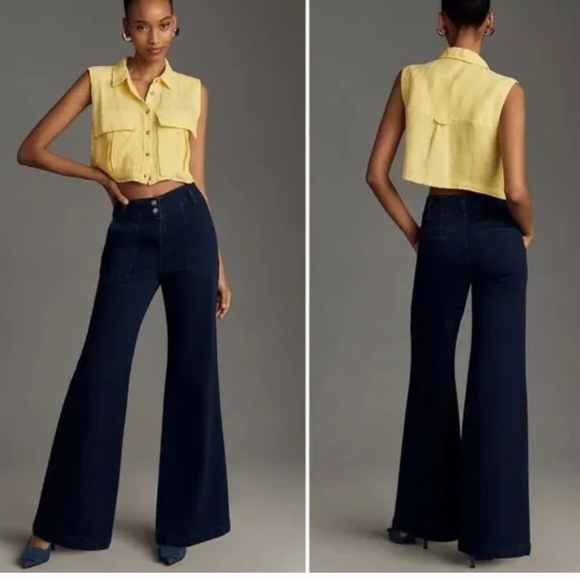 Maeve Dark Blue Flare & Wide Leg Jeans Size 30 - Picture 2 of 16